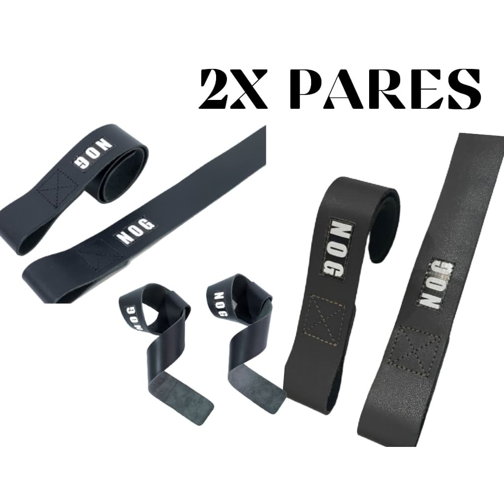 KIT com 02 Pares de Strap Fita em couro legitimo Gancho Para Treinos Musculação Crossfit 50cm