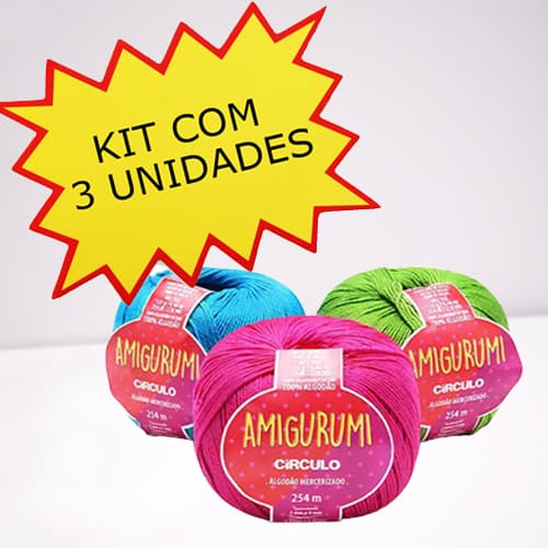 Linha Amigurumi Crochê kit com 3 Unidadades