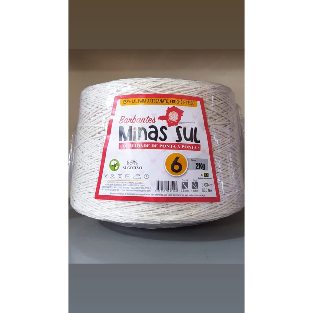 Barbantes Minas Sul Fio Cru 2kg N°6 e N°8 - Especial Para Croche