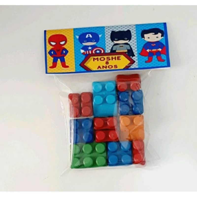 Lembrancinha Bloco de montar tipo Lego KIT COM 10 SAQUINHOS PERSONALIZADOS EM QUALQUER TEMA