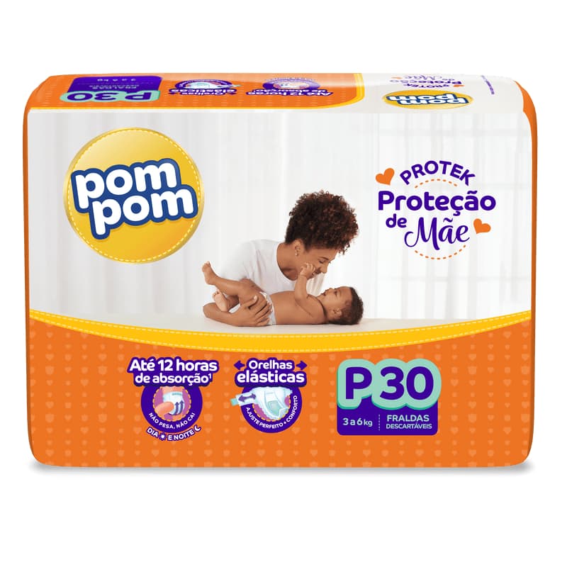 Fralda Descartável Pom Pom Derma Protek Proteção de Mãe Jumbo