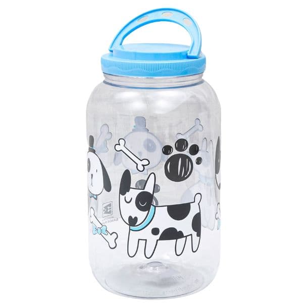 Pote Ração Armazenador 3,6L Azul Macho Porta Guarda Ração Com Alça Gato Cachorro Contêiner Dispenser Pet Com Tampa
