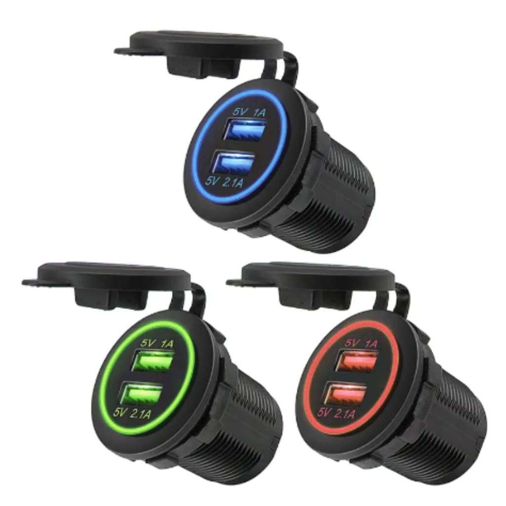 Tomada Carregador USB Veicular  2.1A + 1A (duas saídas) substitui o acendedor.