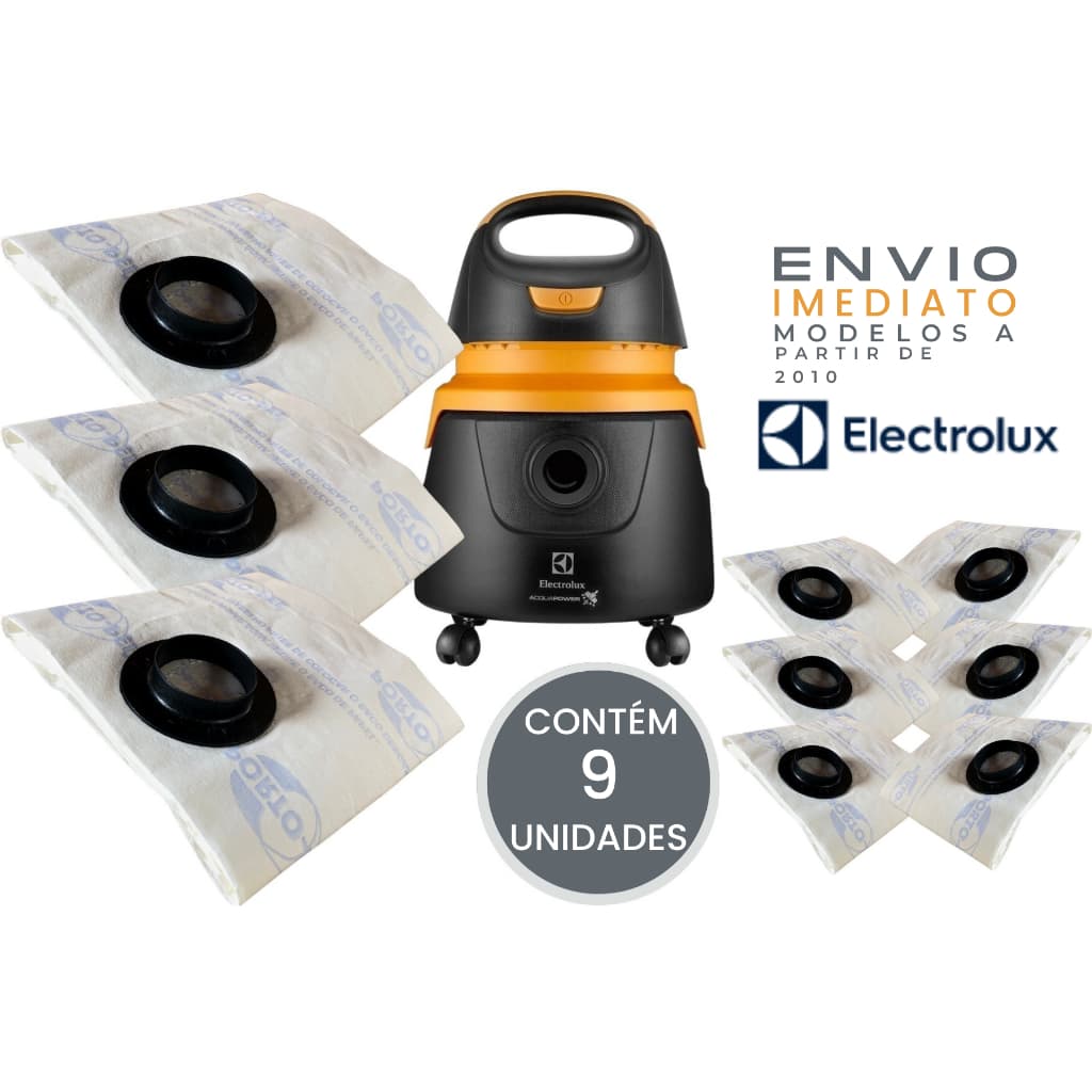 Saco Descartável 9 Unidades Aspirador Electrolux Flex S Aqua Power A10N1 AWD01 AQP10 AQP20