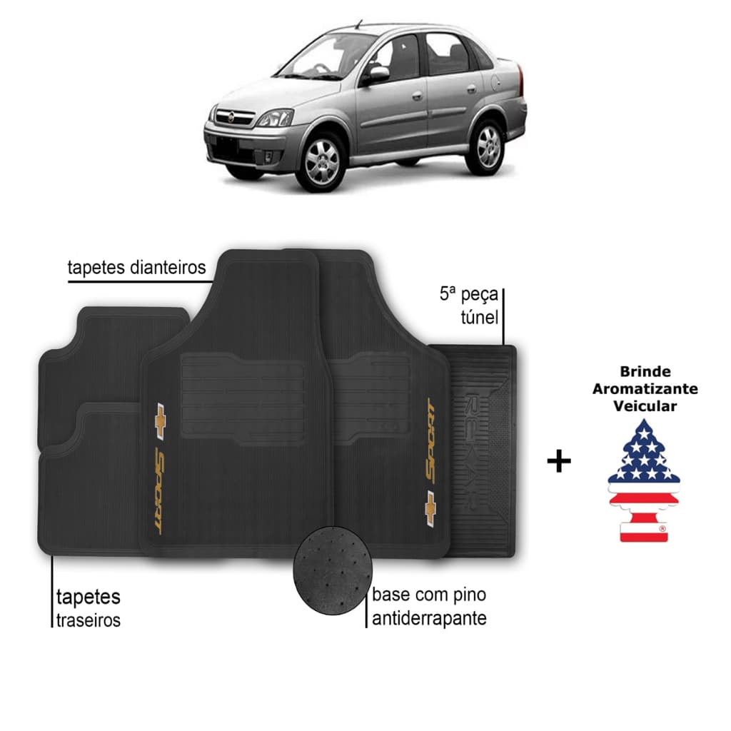 Tapete de Carro Corsa Sedan Chevrolet Automotivo Borracha + Aromatizante