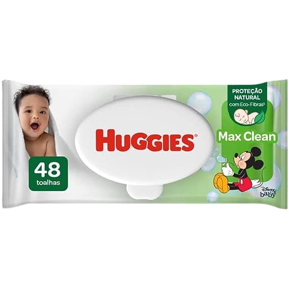 Lenço Toalha Umedecida Infantil Disney Baby Huggies Max Clean | 48 unidades