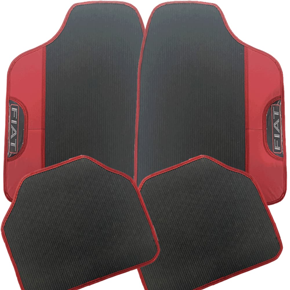 Jogo Tapete Automotivo carro Emborrachado VERMELHO 4 Peças com nome Logo personalizado de Todas as Montadoras Personalize seu Carro com Elegância e Paixão pelo Mundo Automotivo