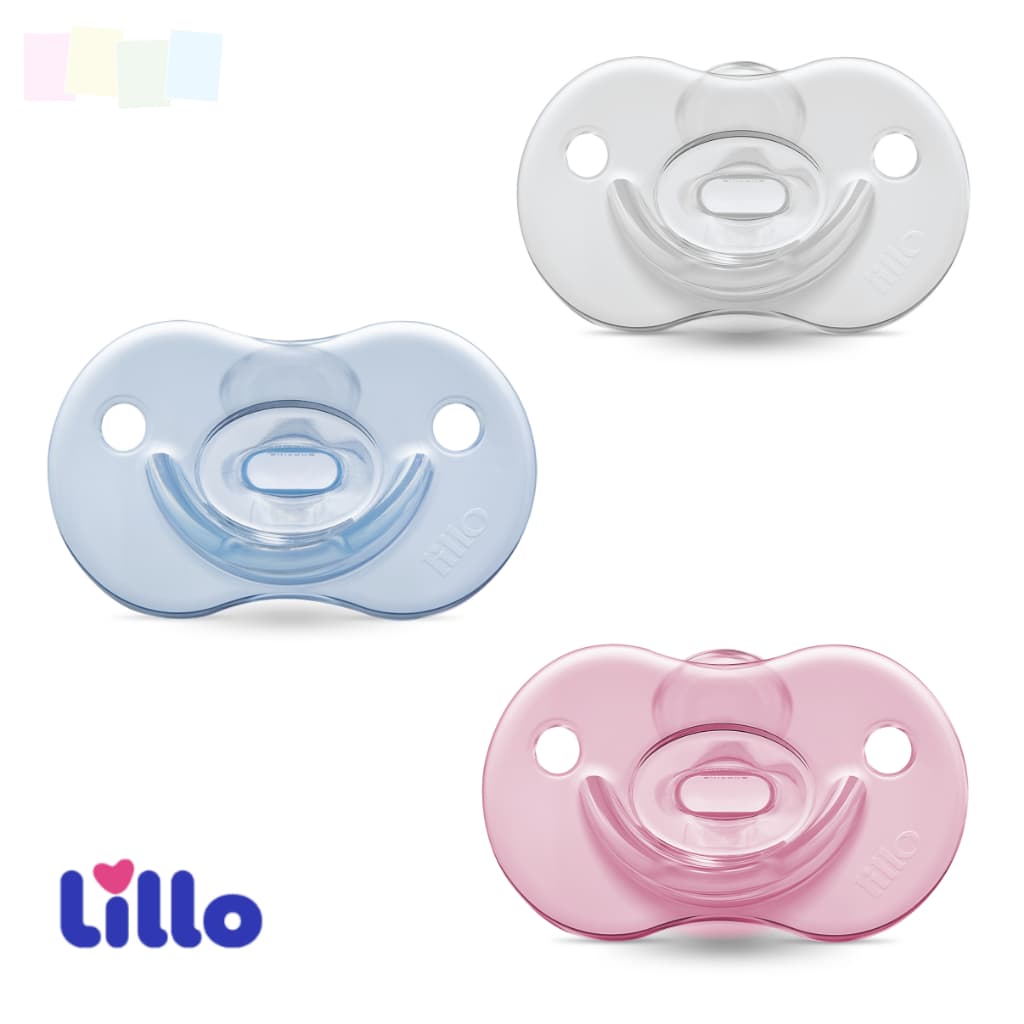 Chupeta Soft Calming 100% Silicone 0-6m Arredondado Bico Simétrico com Estojo Reutilizável  Escudo Macio e Flexivel