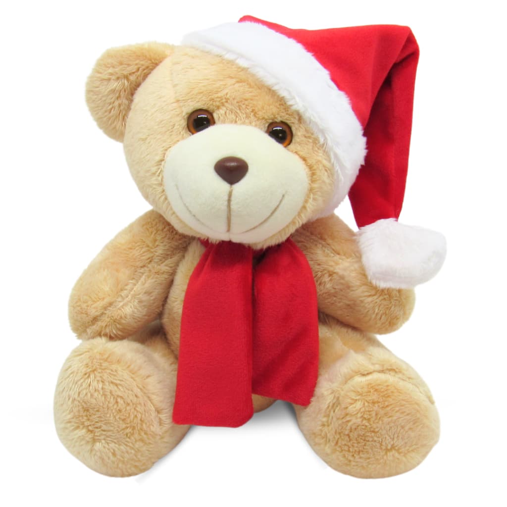 Urso de Pelúcia Articulado Natal 15cm Sentado Presente Noel  Decoração