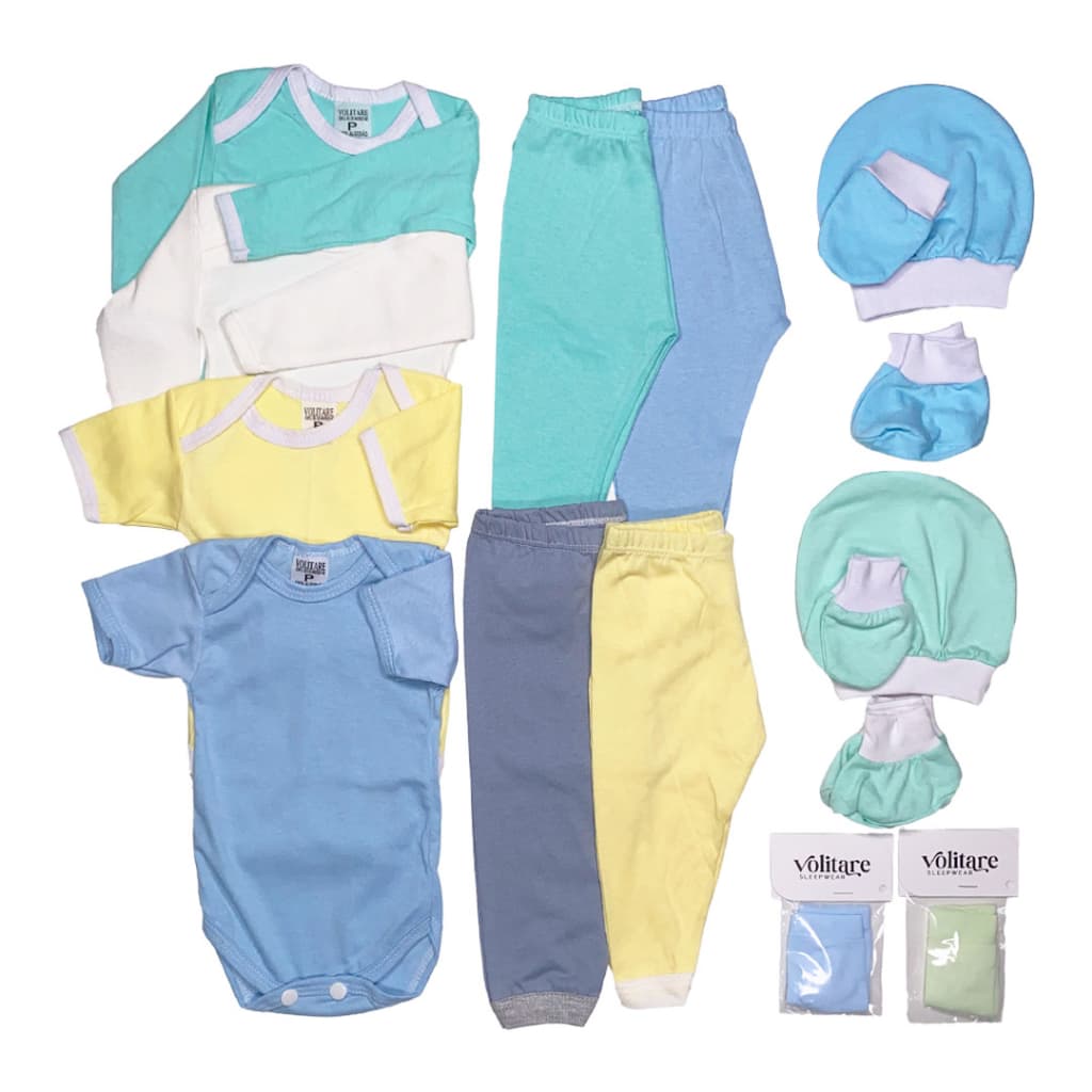 Kit 16 Peças Rouas Bebê Enxoval Maternidade Menino Menina Liso 100% Algodão