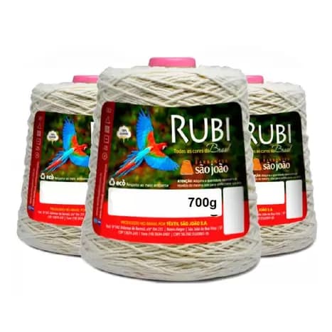 Barbante Rubi - Cru - Têxtil São João - 700g – Fios 4, 6 e 8 - Para Crochê e Tricô