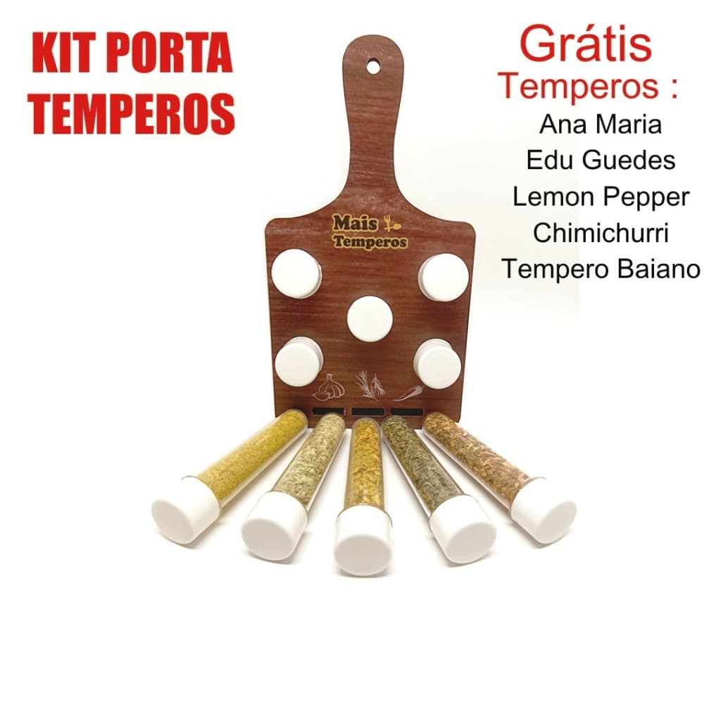 Porta Temperos com 5 Tubetes - Acompanha Temperos