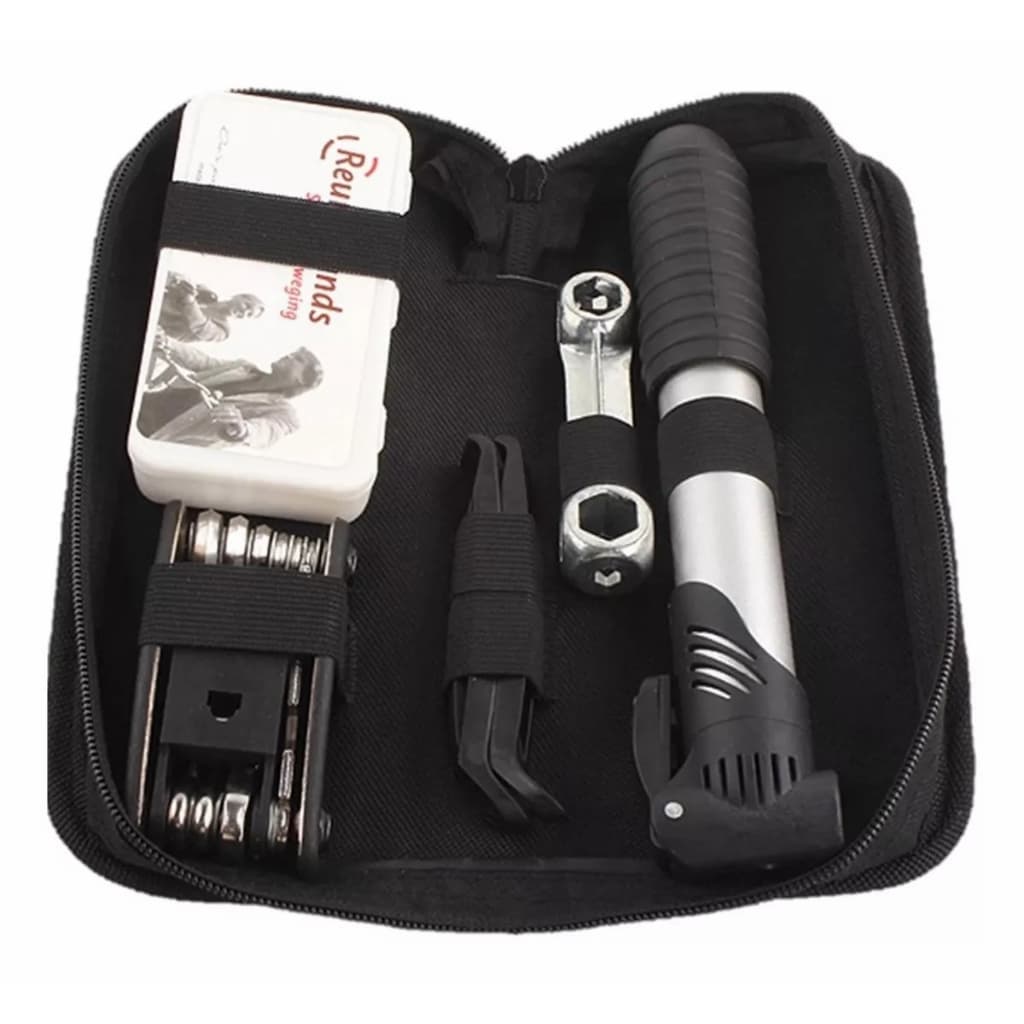 Kit Ferramenta Bicicleta Completo portátil para Reparo Emergencial - Com Bomba e Acessórios