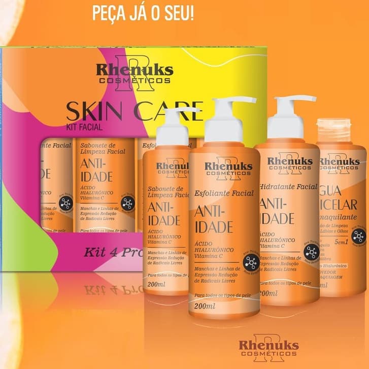 Kit Facial Skin Care Anti Idade - 4 Produtos para o Rosto