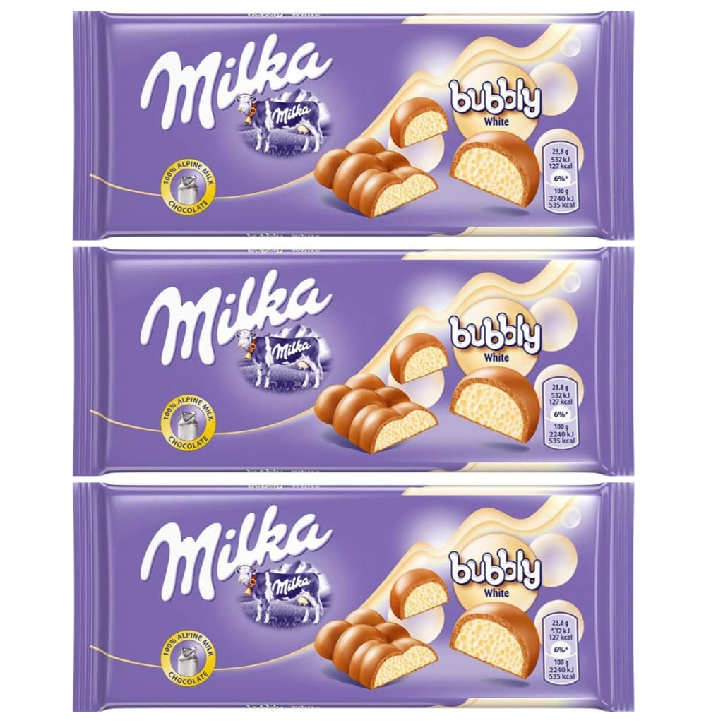 3 Chocolates Importados Da Polônia - Milka Bubbly White