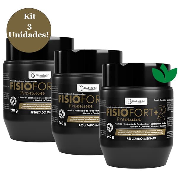Kit 3 Unidades Pomada Massageadora Fisiofort Premium 240g Bio Instinto