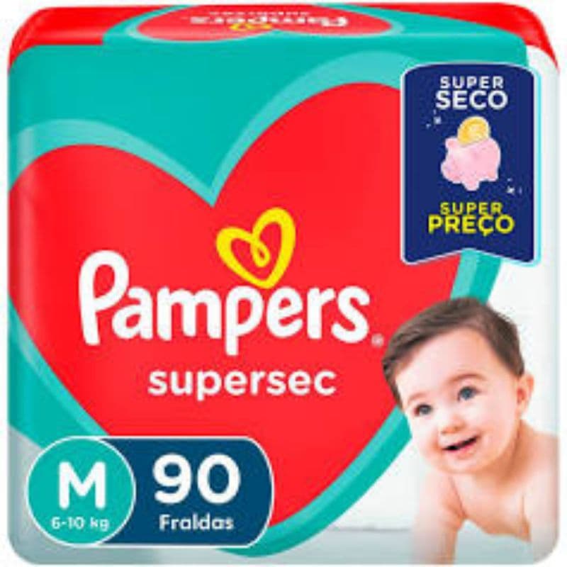 fralda pampers supersec m 90 unidades