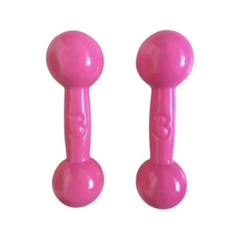 Par de Halter Emborrachado Academia Musculação 3 kg Rosa ou Preto