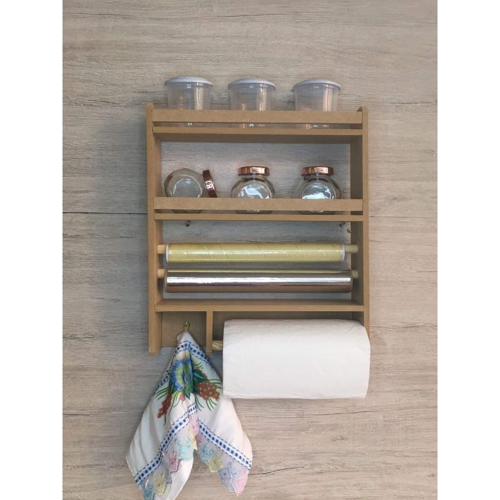 Suporte porta tempero condimentos cozinha duplo organizador parede madeira prateleira mdf