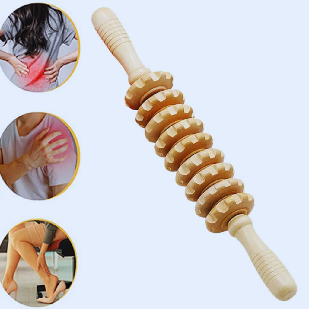 Rolo Bastao Massageador Manual Modelador Vara Thai Relaxante Muscular Maderoterapia Tratamento Celulite madeira