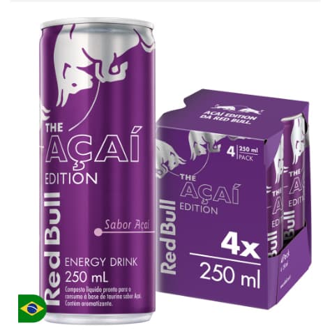 KIT 4 Energético Red Bull Energy Drink - Açaí Edition 250 ml - 4 latas