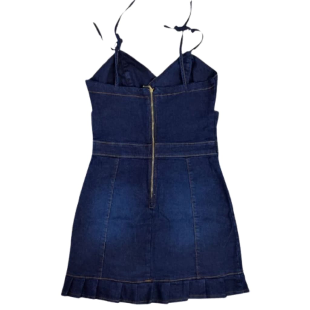 Vestido jeans feminino com lycra modelos azul escuro  Vestido Jeans Feminino Modelo Detonado