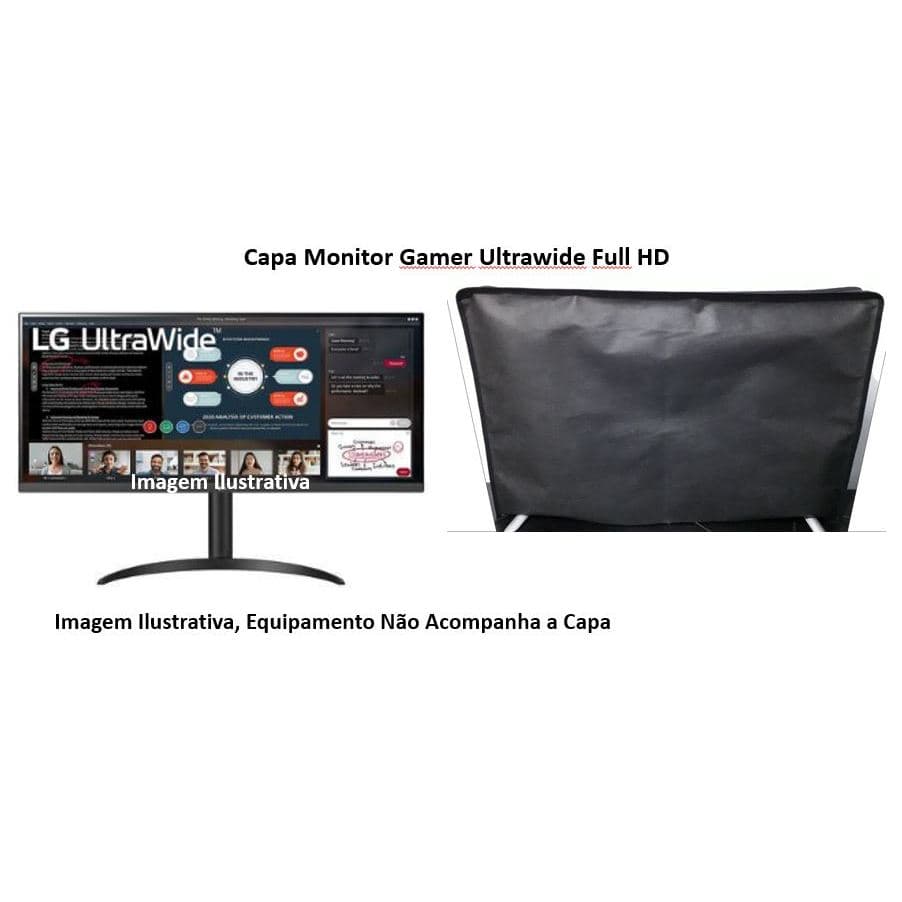 Capa Proteção para Monitor Gamer 29" 33" Ultrawide Sob Medida Confeccionada em TNT Resistente Antipoeira Impermeável.