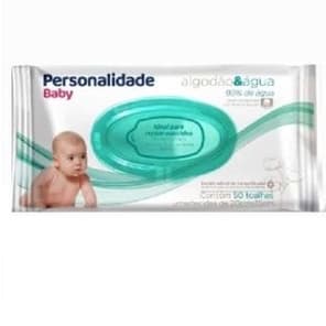 Lenços Umedecidos Personalidade Algodão e Água Com 50 unidades