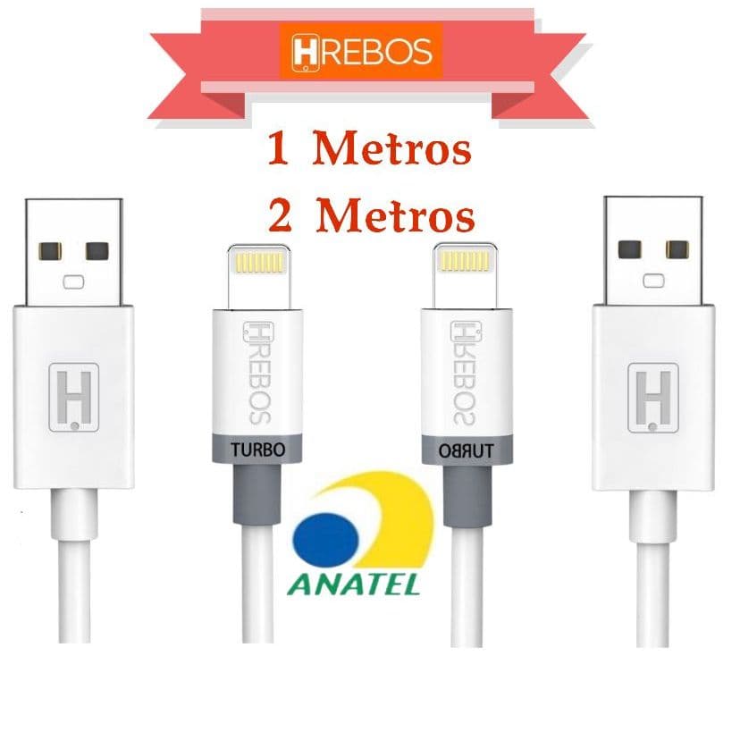 Cabo de Lightning Turbo Pra iPhone Carregamento Rápido 1 e 2 metros  HRebos original HS-70 HS-73