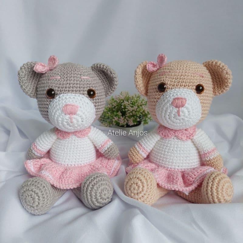 kit 2 ursas graciosas em amigurumi várias cores - crochê- ateliê Anjos