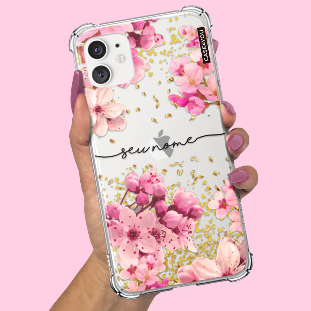 Capa Capinha de celular Personalizada Anti-impacto com nome Flores 12