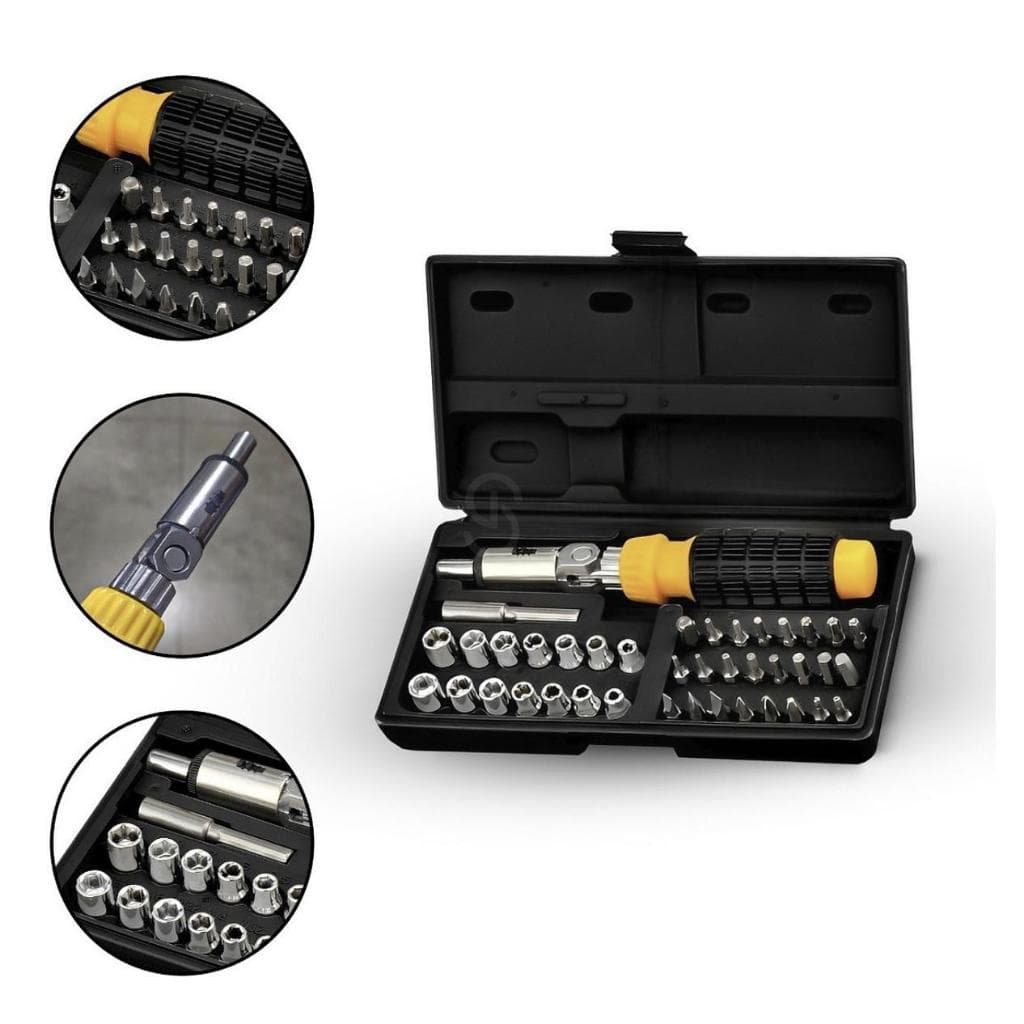 Kit De Ferramentas Chaves Jogo Catraca Reversívele Articulada Soquetes 41 Peças Maleta