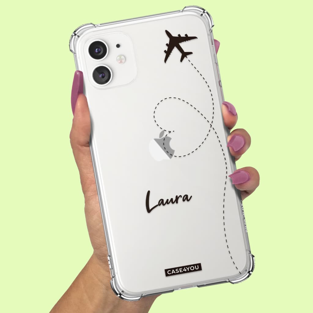 Capa Capinha de celular Personalizada Anti-impacto com nome Viagem Simple
