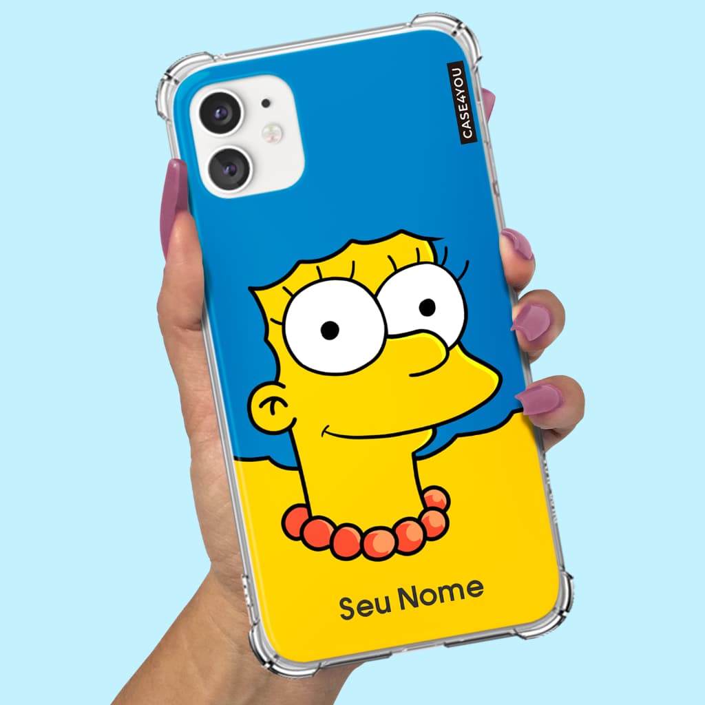 Capa Capinha de celular Personalizada Anti-impacto com nome Marge Simpsons