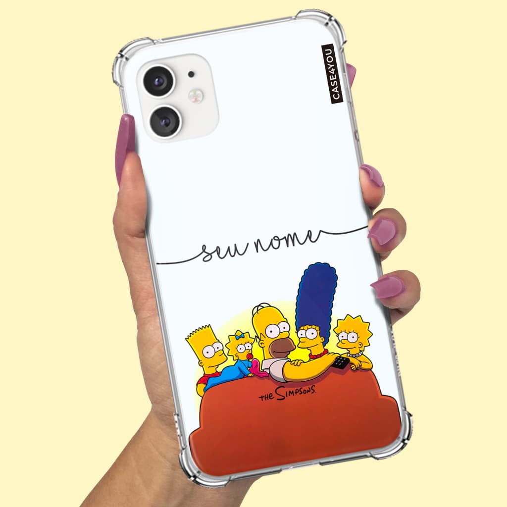 Capa Capinha de celular Personalizada Anti-impacto com nome Simpsons Sofá