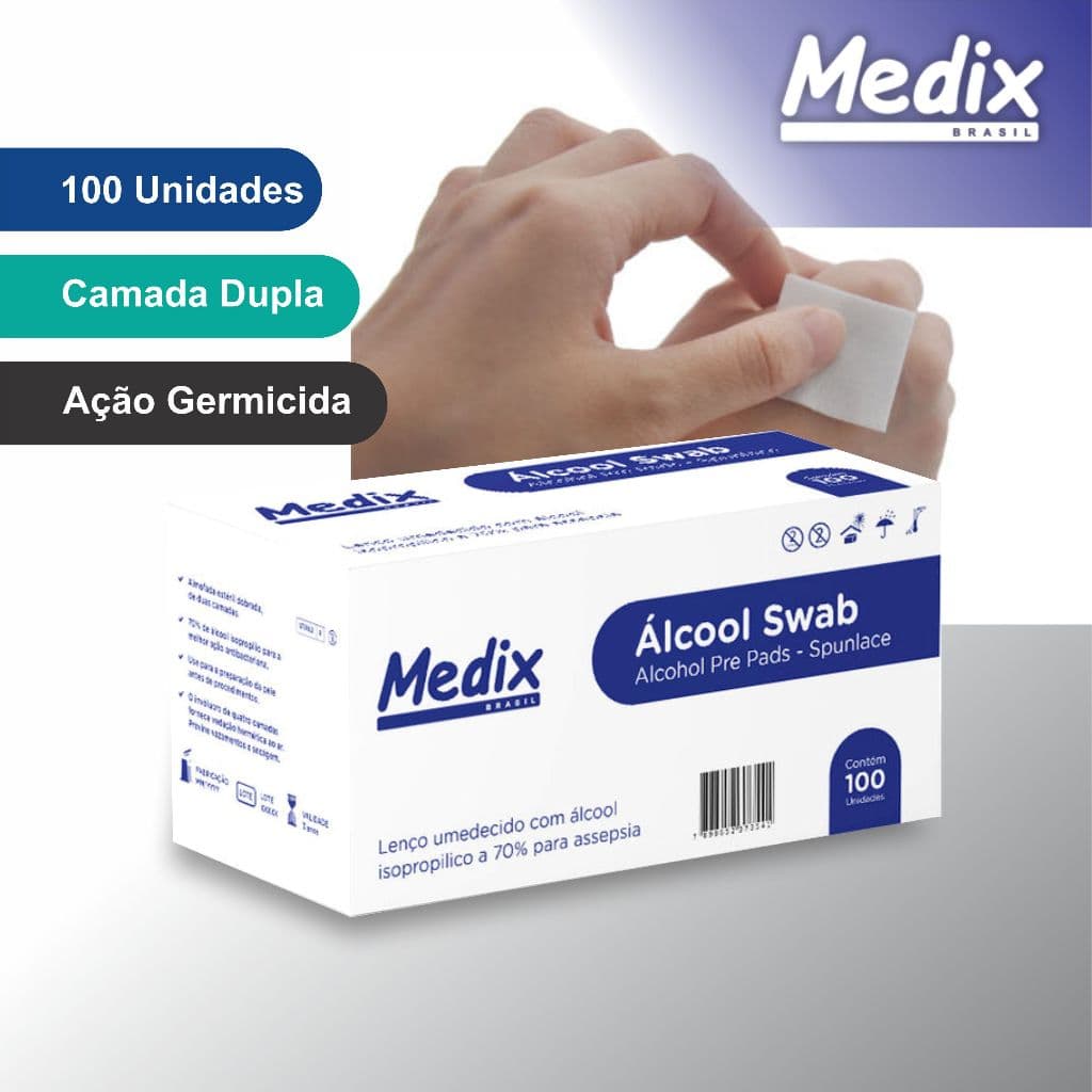 Kit 1000 Saches Álcool Swab 70% Lenços Umedecidos