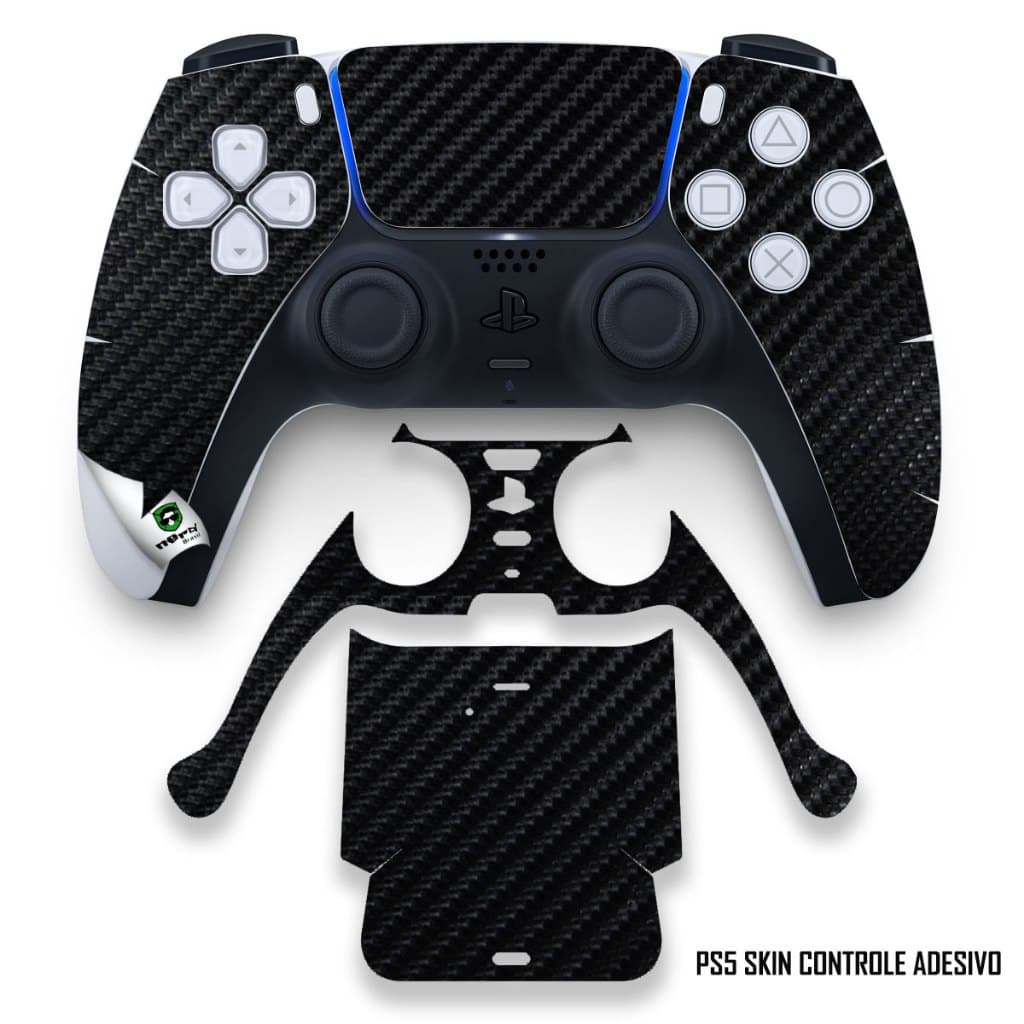 skin adesivo proteção de controle videogame preto textura fibra de carbono