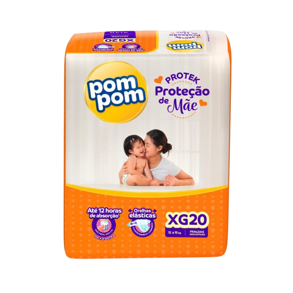 Fralda Pom Pom Amor de Mãe Protek Jumbo Xg 20un
