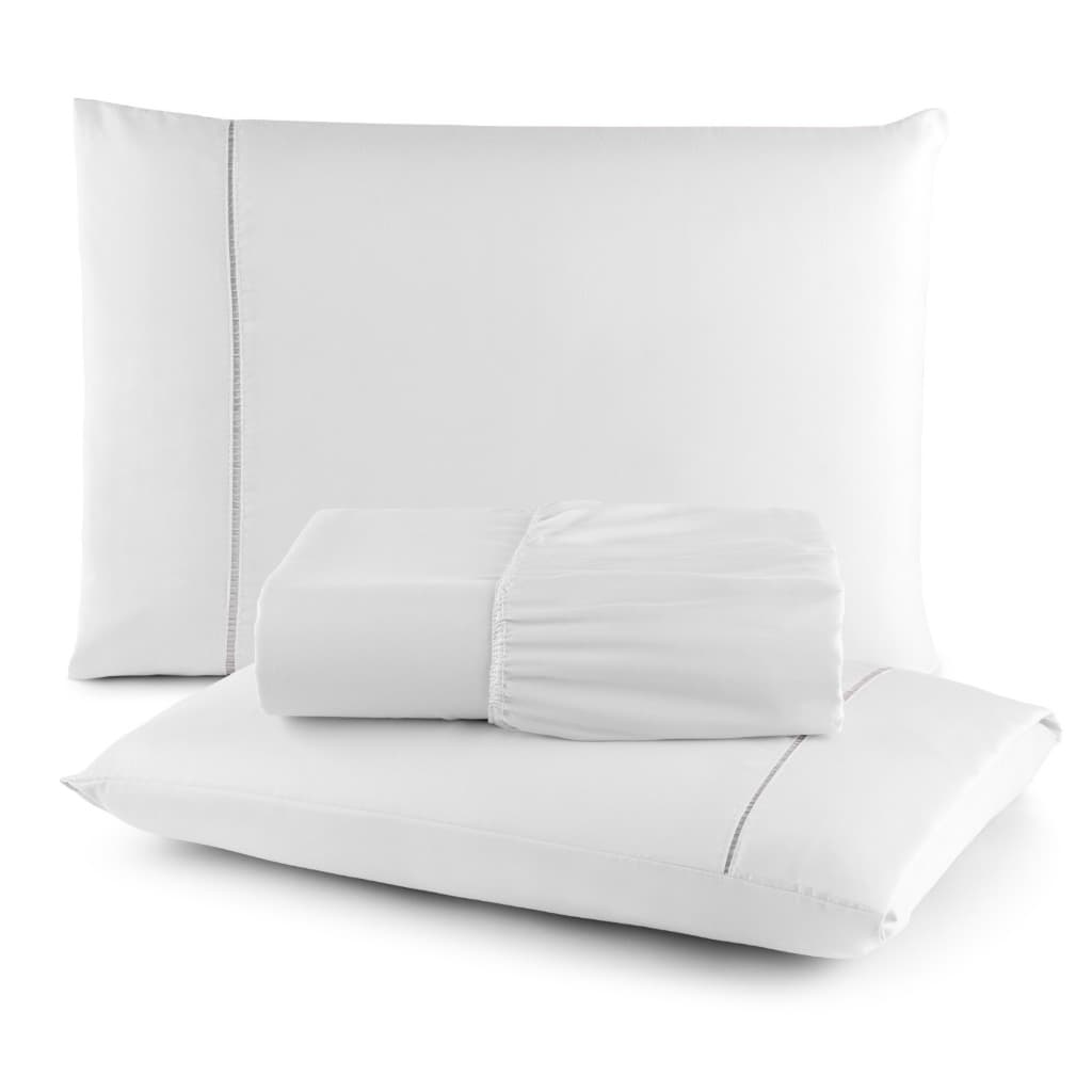 Jogo Lençol Cama Casal Queen 3 Peças Percal 400 Fios Ponto Palito