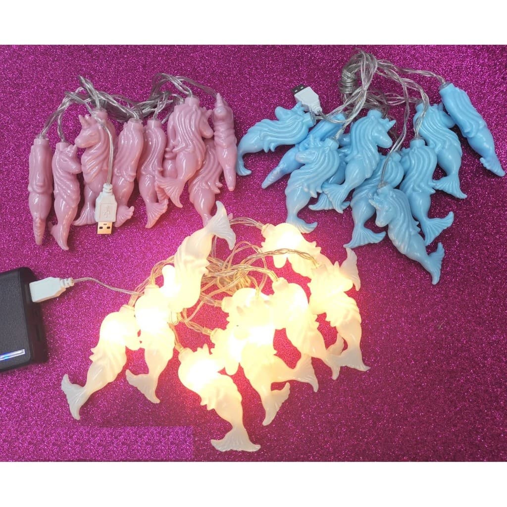 Luminária Decorativa Cordão de Led Cavalo Marinho Sereia Unicórnio Fio de Luz 10 Leds 2m