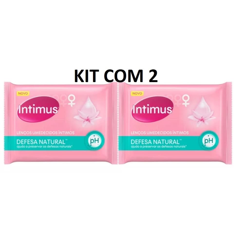 KIT COM 2 Lenços Umedecidos Intimus Defesas Naturais 16 Unidades