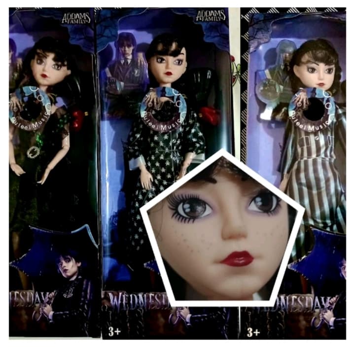 Boneca Infantil Wandinha Boneca Brinquedo Criança Com Som Articulada 25 Cm