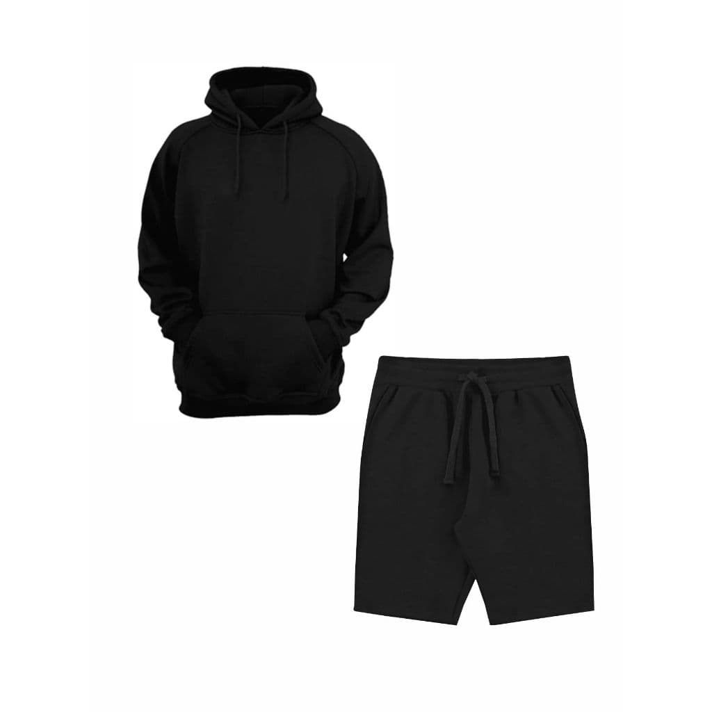 Conjunto Blusa Moletom Canguru Com Bermuda Moletom Preto