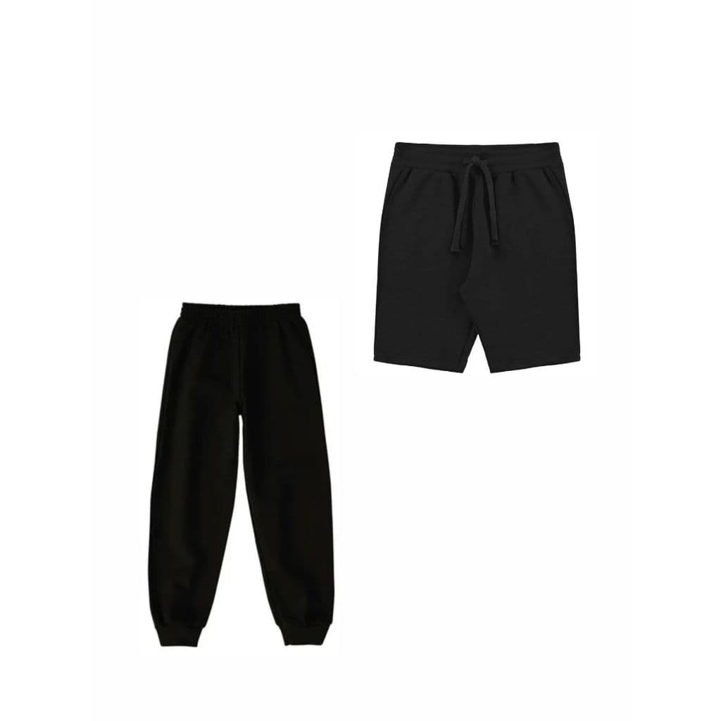 Conjunto Com Calça De Moletom Com Punho e Bermuda De Moletom Com Bolso E Cordão Preto