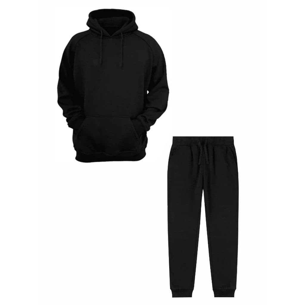 Conjunto Blusa Moletom Canguru Com Calça Moletom Felpado Preto