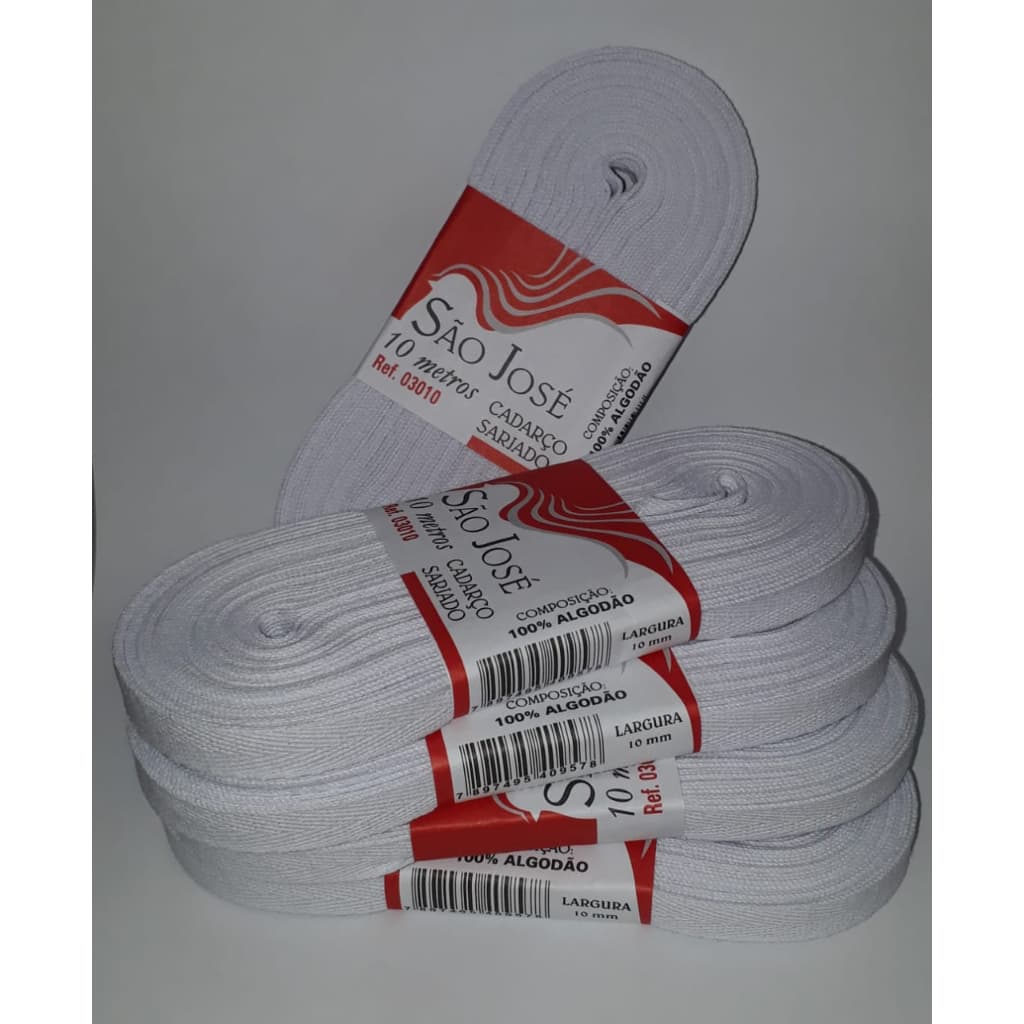 5 Peças KIT Cardarço  p/ Traqueostomia Sarjado 10m x 10mm 100%algodão