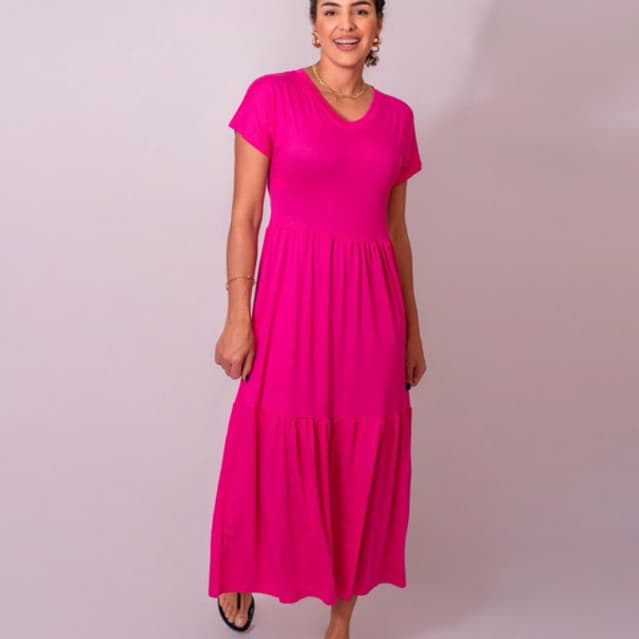 Vestido malha de manga moda evangélica vestido longo vestido gola v moda gestante vestido amamentação vestido três marias moda blogueira (209)