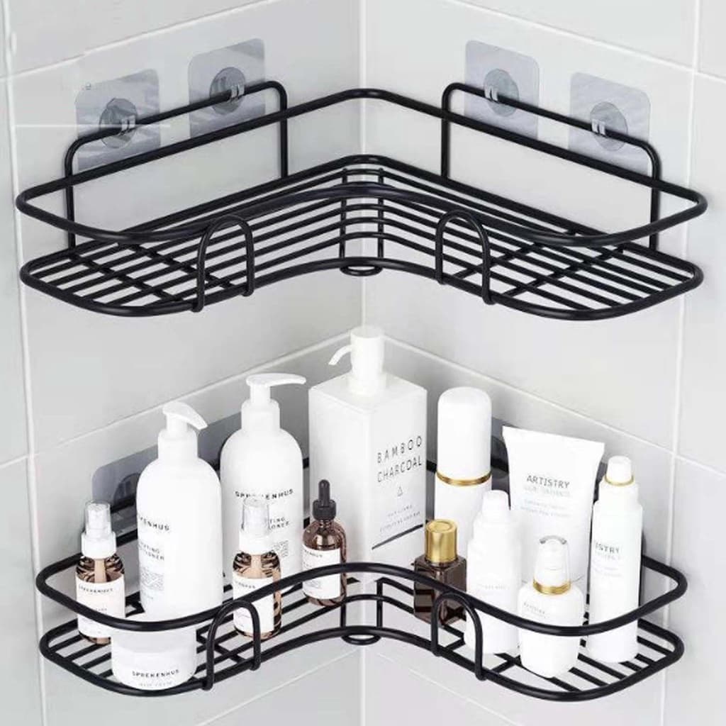 Suporte Porta Shampoo Prateleira  Organizador de banheiro para Parede Canto de Box Triângulo Suporte Para Porta Shampoo organizador de sabão De Banheiro Ou Cozinha e Banheiro Metal De Aço Só Usa Adesivo Para Parede