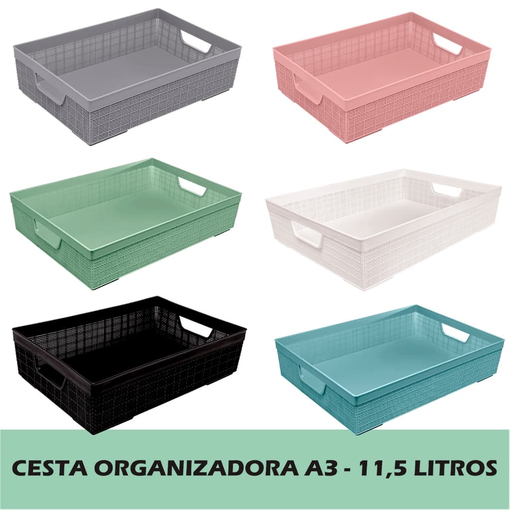Cesta Organizadora A3 Multiuso 11,5l Banheiro Closet Gavetas Cozinha Juta - Jaguar