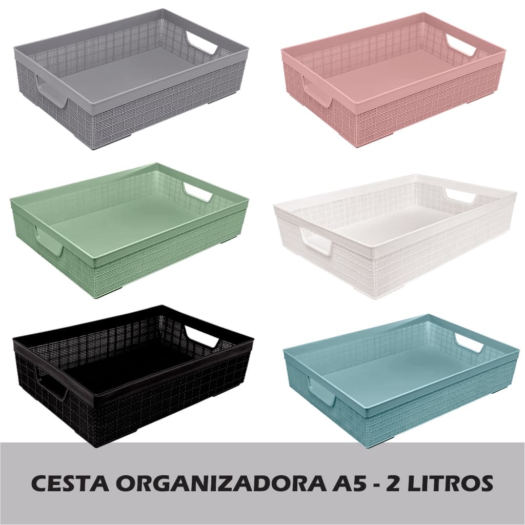 Cesta Organizadora A5 Modular 2 Litros Multiuso Banheiro Armário Cozinha - Jaguar